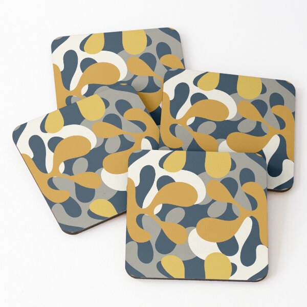 Item preview, Modern Abstract Codium Pattern Mustard Navy Blue Gray designed and sold by kierkegaard.