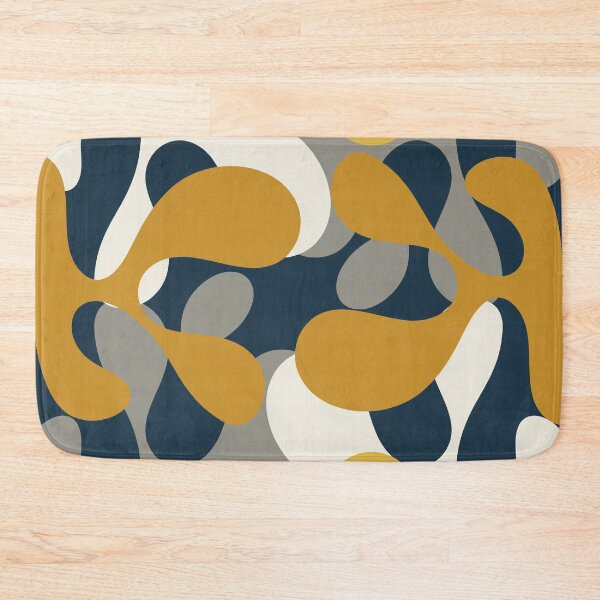Item preview, Modern Abstract Codium Pattern Mustard Navy Blue Gray designed and sold by kierkegaard.