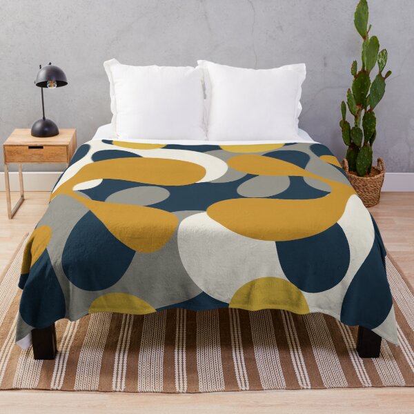 Item preview, Modern Abstract Codium Pattern Mustard Navy Blue Gray designed and sold by kierkegaard.