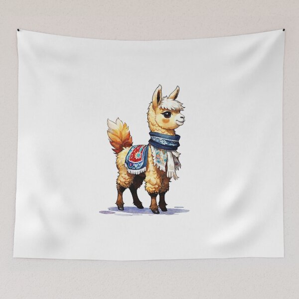 Item preview, Cute Alpaca Wearing A Winter Scarf designed and sold by KawaiiLlamaShop.