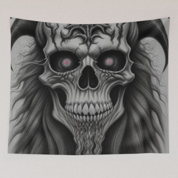 Item preview, Vintage Horror Heavy Metal Skull Art designed and sold by TheDarkWardrobe.