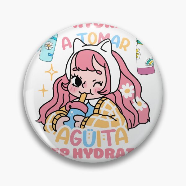 Item preview, Keep hydrated A tomar aguita, cute kawaii girl drinking designed and sold by BritishDelights.