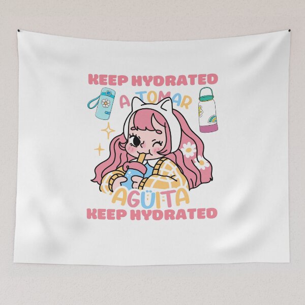Item preview, Keep hydrated A tomar aguita, cute kawaii girl drinking designed and sold by BritishDelights.