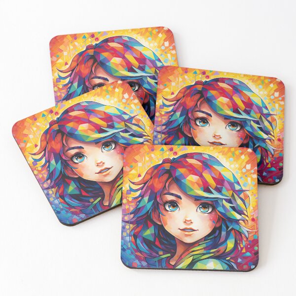 Item preview, colorful lowpoly anime girl character, geometric abstractions designed and sold by AI Gizmo.