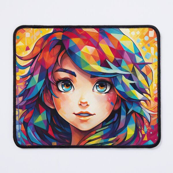 Item preview, colorful lowpoly anime girl character, geometric abstractions designed and sold by AI Gizmo.