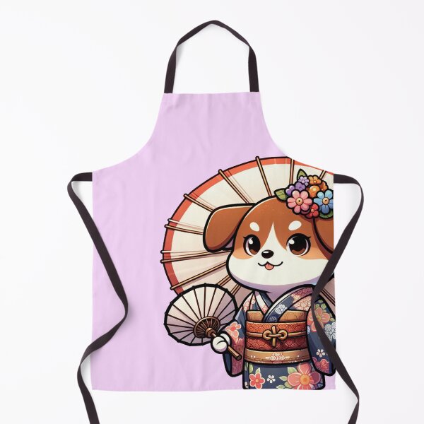 Item preview, Female Japanese Dog in Kimono Pink Background designed and sold by Andrew Frelas.