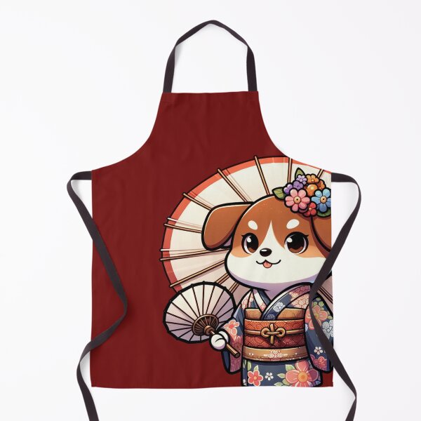 Item preview, Female Japanese Dog in Kimono Red Background designed and sold by Andrew Frelas.