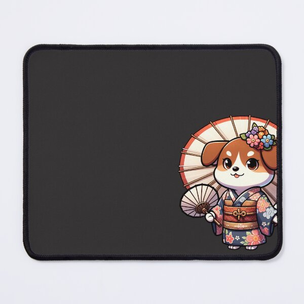 Item preview, Female Japanese Dog in Kimono Gray Background designed and sold by Andrew Frelas.