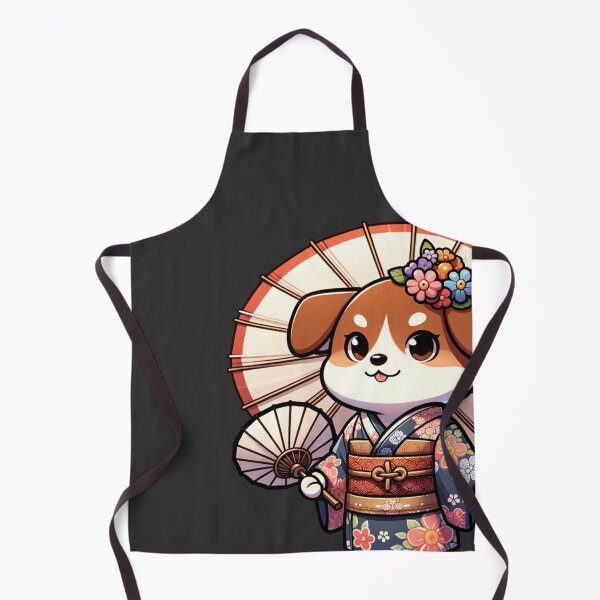 Item preview, Female Japanese Dog in Kimono Gray Background designed and sold by Andrew Frelas.