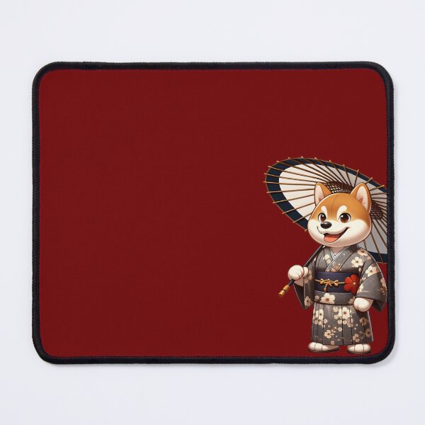 Item preview, Cartoon Male Japanese Dog in Yukata Red Background designed and sold by Andrew Frelas.