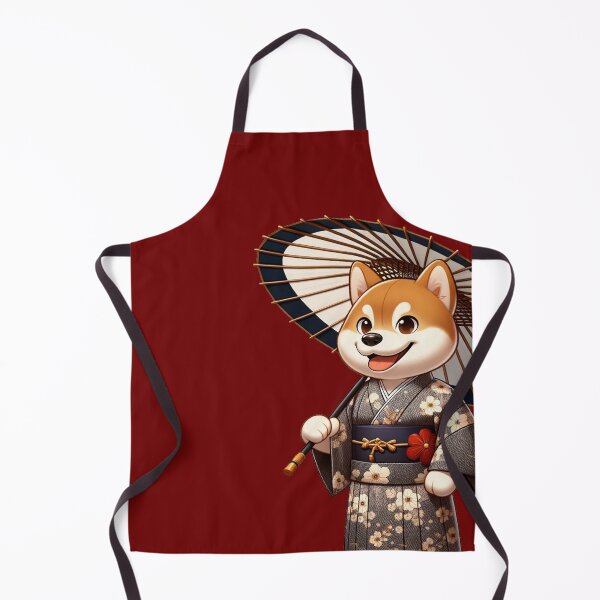 Item preview, Cartoon Male Japanese Dog in Yukata Red Background designed and sold by Andrew Frelas.