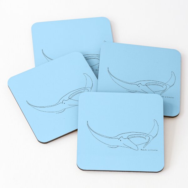 Item preview, Manta ray outline BLACK with Latin name BLUE designed and sold by heatherwestt.