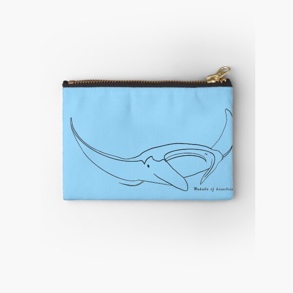 Item preview, Manta ray outline BLACK with Latin name BLUE designed and sold by heatherwestt.