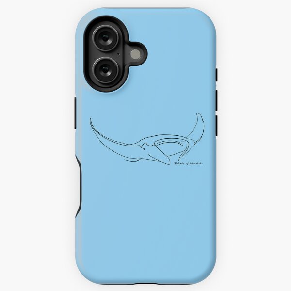Manta ray outline BLACK with Latin name BLUE iPhone Tough Case