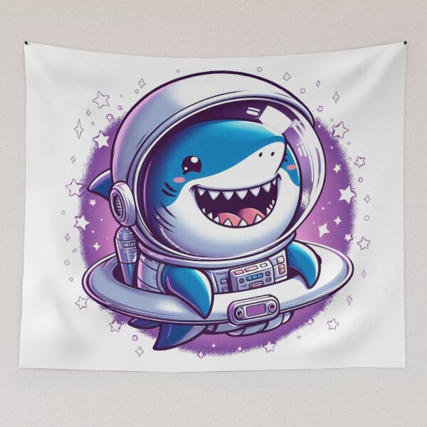 Item preview, "Happy Shark Astronaut: Swimming Among the Stars" designed and sold by Pearlsiwa.