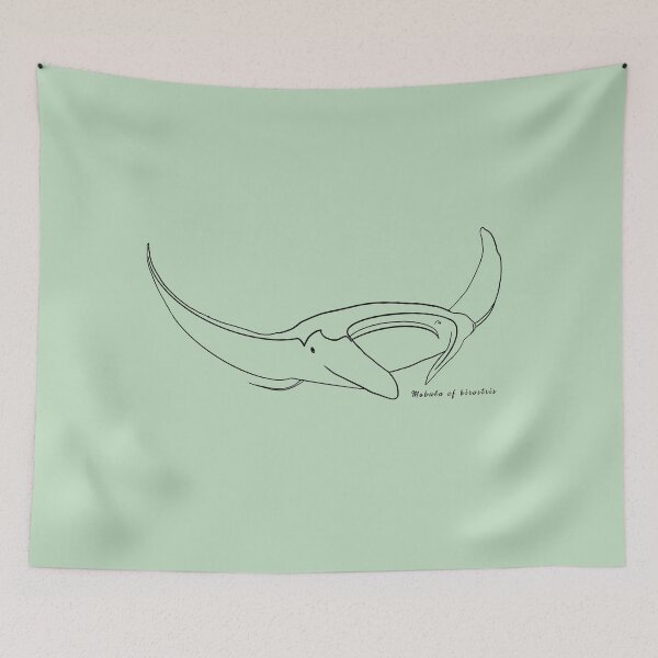 Item preview, Manta ray outline BLACK with Latin name GREEN designed and sold by heatherwestt.