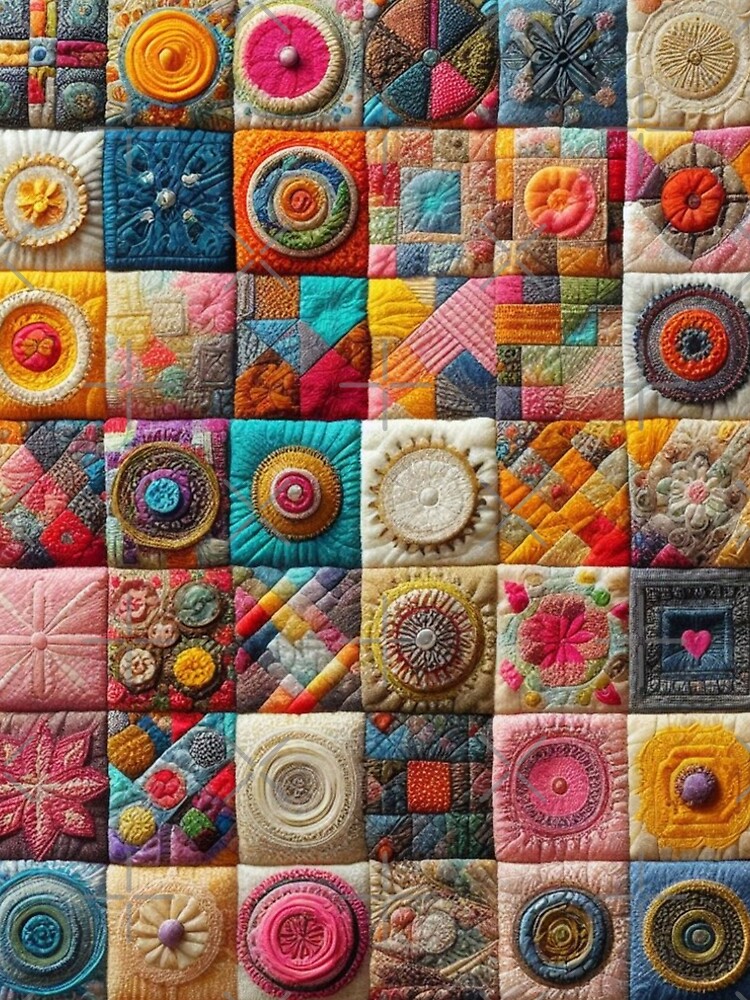 Aperçu 5 sur 5. Robe trapèze avec l'œuvre Couverture patchwork confortable créée et vendue par Rui Fernandes.