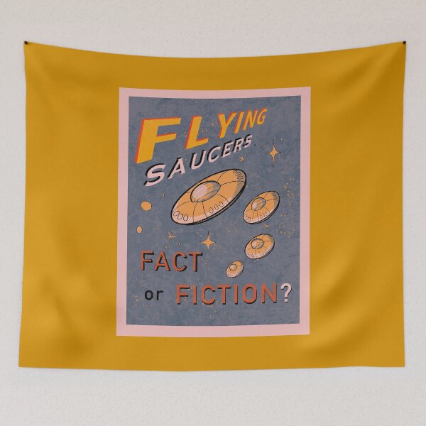 Item preview, Flying saucers - fact or fiction? retro poster designed and sold by PurplePajamas.