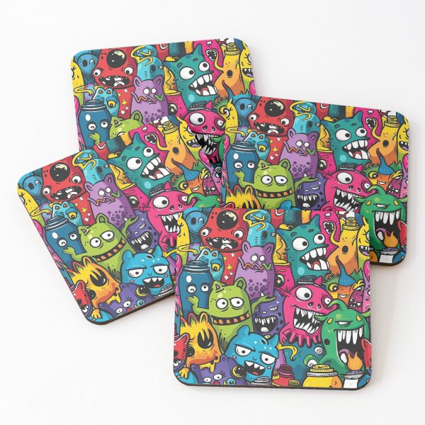 Item preview, Colorful Little Monsters Pattern- Abstract Mash-Up designed and sold by HausKatz.