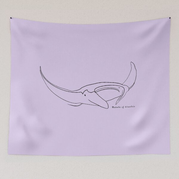 Item preview, Manta ray outline BLACK with Latin name LAVENDER designed and sold by heatherwestt.