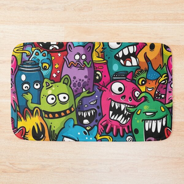 Item preview, Colorful Little Monsters Pattern- Abstract Mash-Up designed and sold by HausKatz.