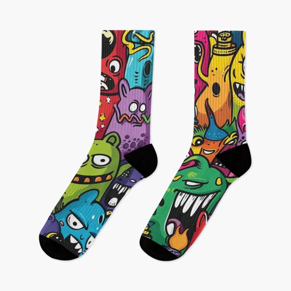 Item preview, Colorful Little Monsters Pattern- Abstract Mash-Up designed and sold by HausKatz.