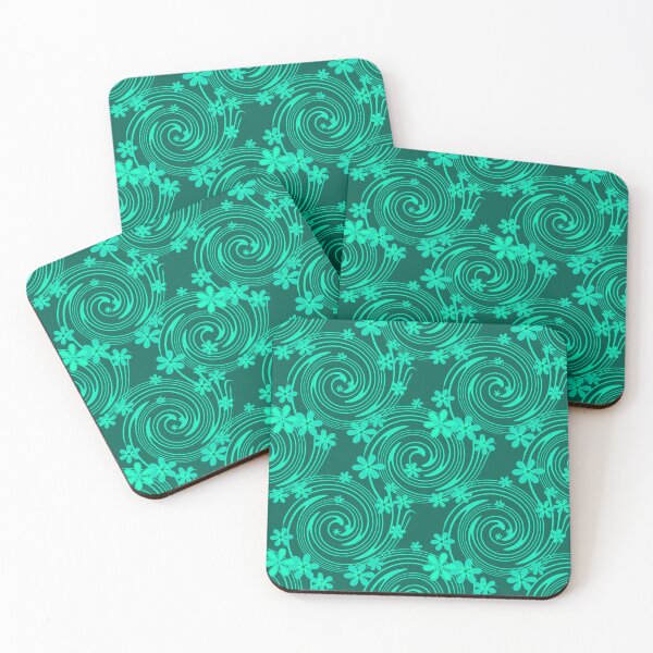 Item preview, green turquoise bright floral pattern designed and sold by fuzzyfox.