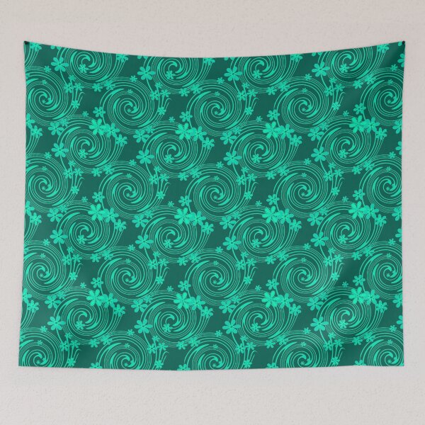 Item preview, green turquoise bright floral pattern designed and sold by fuzzyfox.