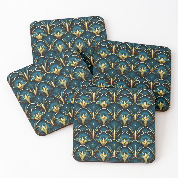 Item preview, Blue Teal And Golden Hues Art Deco Pattern designed and sold by DEC02.