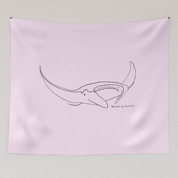 Item preview, Manta ray outline BLACK with Latin name LIGHT PINK designed and sold by heatherwestt.