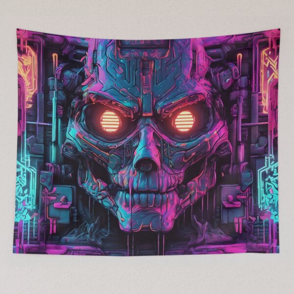 Item preview, Neon Punk Robot Skull Graffiti Art designed and sold by TheArtOfPat.
