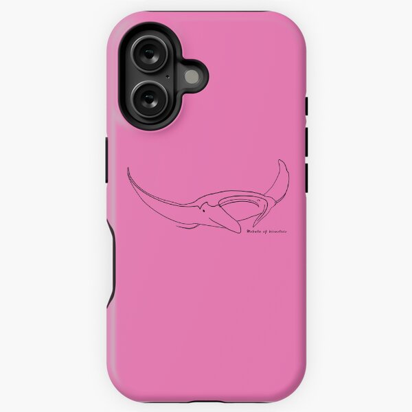 Manta ray outline BLACK with Latin name HOT PINK iPhone Tough Case