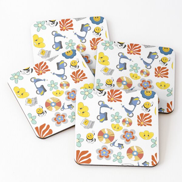 Item preview, Retro flower computer and vinyl in bold colours pattern designed and sold by BritishDelights.