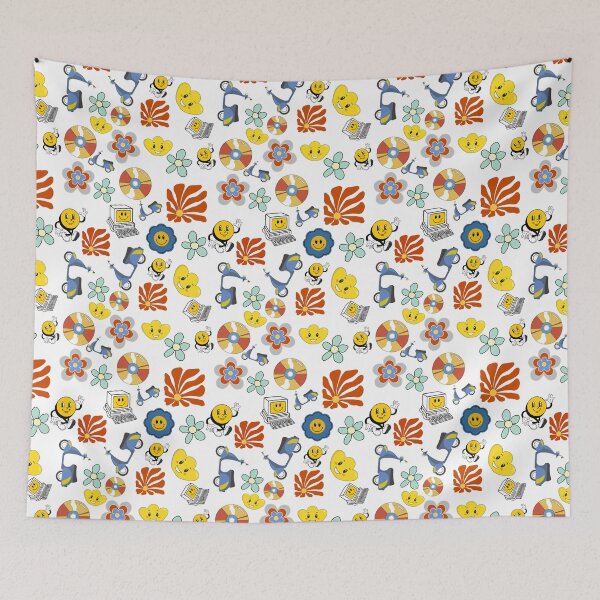 Item preview, Retro flower computer and vinyl in bold colours pattern designed and sold by BritishDelights.
