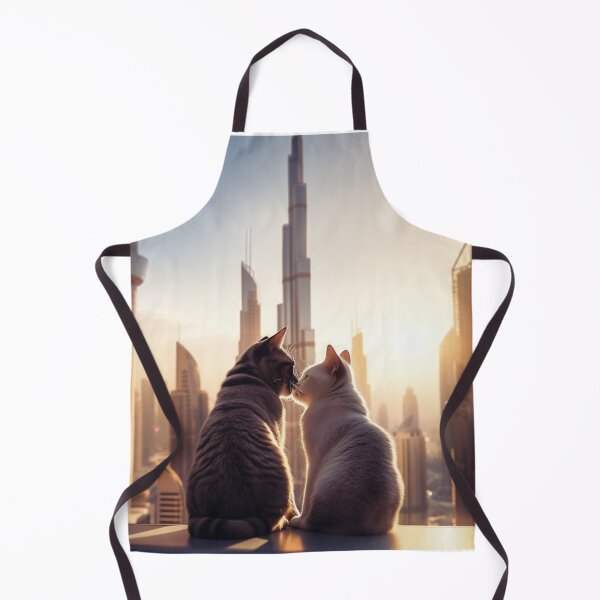 Item preview, Be my Valentine - Cat Couple Dubai Skyline designed and sold by aikittycats.
