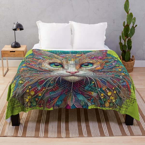 Item preview, Mosaic Cat - Colorful Pixel Grid Style Kitty designed and sold by HausKatz.