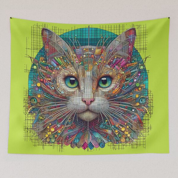Item preview, Mosaic Cat - Colorful Pixel Grid Style Kitty designed and sold by HausKatz.