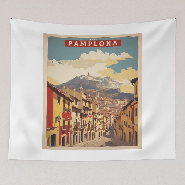 Item preview, Pamplona Spain Tourism Vintage Poster designed and sold by TravelersGems.