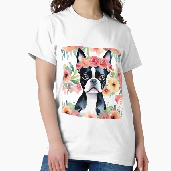 Item preview, Flowery Boston Terrier  designed and sold by CharmStudio.