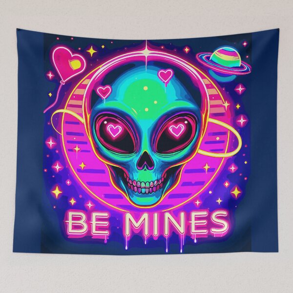 Item preview, Art By Minga Be Mines Skull and Hearts Alien design designed and sold by Artbyminga.