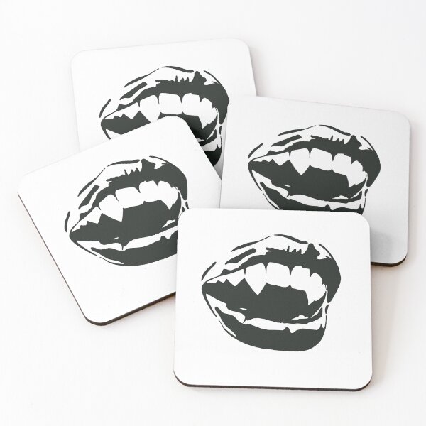 Item preview, vampire teeth blackwork designed and sold by kneevtattoos.