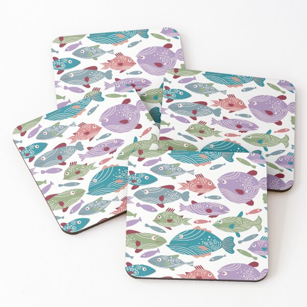 Item preview, School of Spiral Fish [blue on white] designed and sold by Aia UENO design.