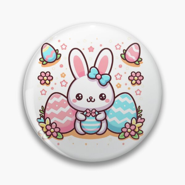 Item preview, Easter Eggs And A Rabbit In Kawaii Style designed and sold by Tamer ⭐⭐⭐⭐⭐.