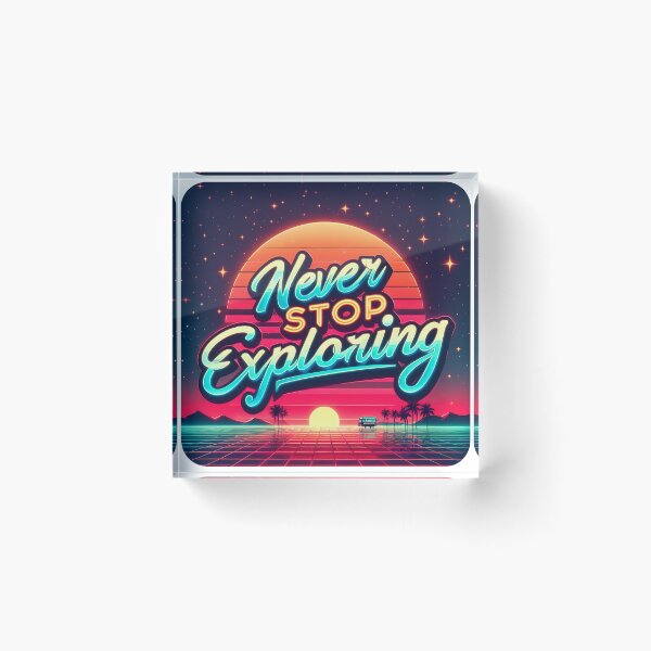 Item preview, Never stop exploring, typography, retro designed and sold by maxmaj.