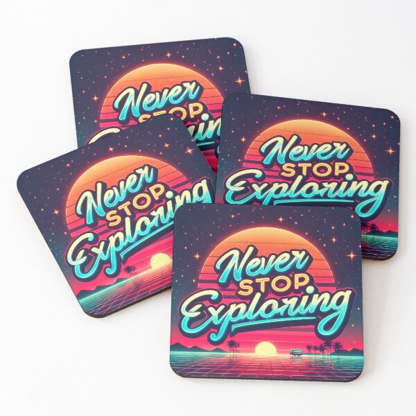 Item preview, Never stop exploring, typography, retro designed and sold by maxmaj.