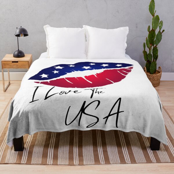 Item preview, Patriotic Lips colored in Stars and Stripes I Love the USA designed and sold by AmericaFreedom.