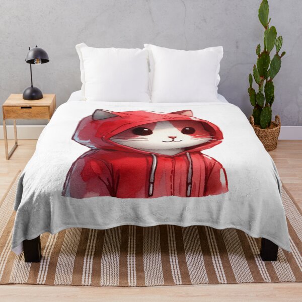 Item preview, Cute Cat in a Red Hoodie designed and sold by shellle in the ocean.