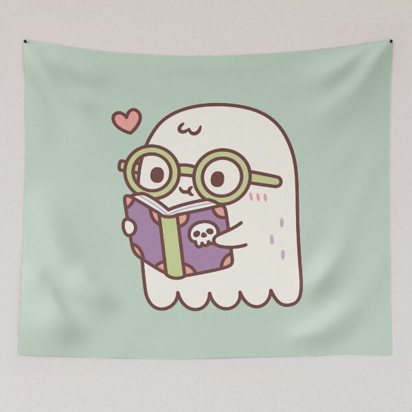 Item preview, Cute Ghost Reading A Book With A Skull designed and sold by rustydoodle.
