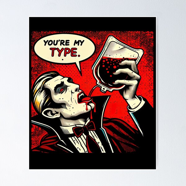 Item preview, Amor retro divertido "Eres mi tipo" de Vampire Valentine designed and sold by SpookshowDesign.
