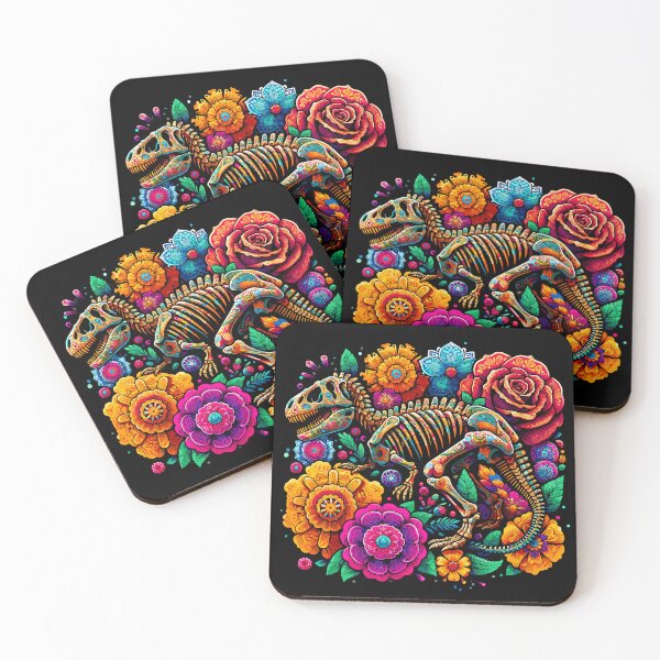 Item preview, Festive Dino Art: Vivid Skeleton & Floral Fossil Design designed and sold by Nimira.